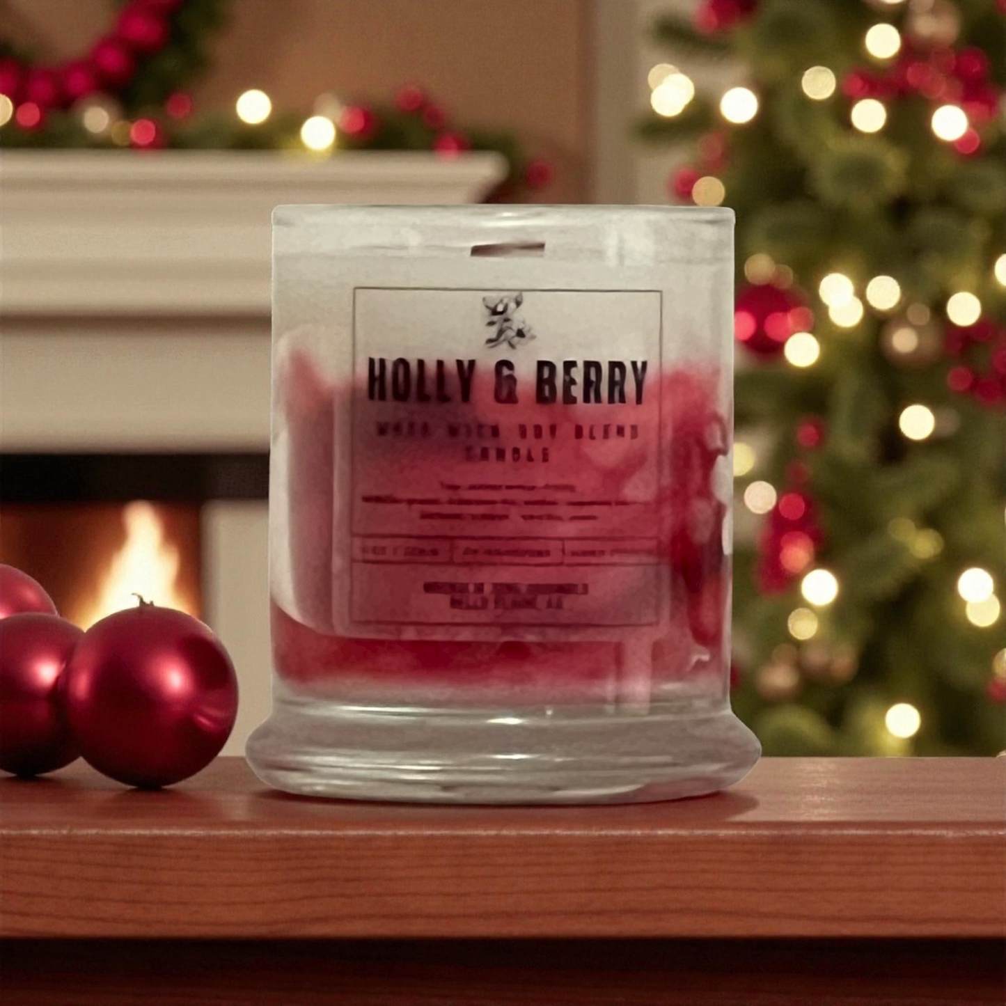 HOLLY & BERRY - WOOD WICK CANDLE