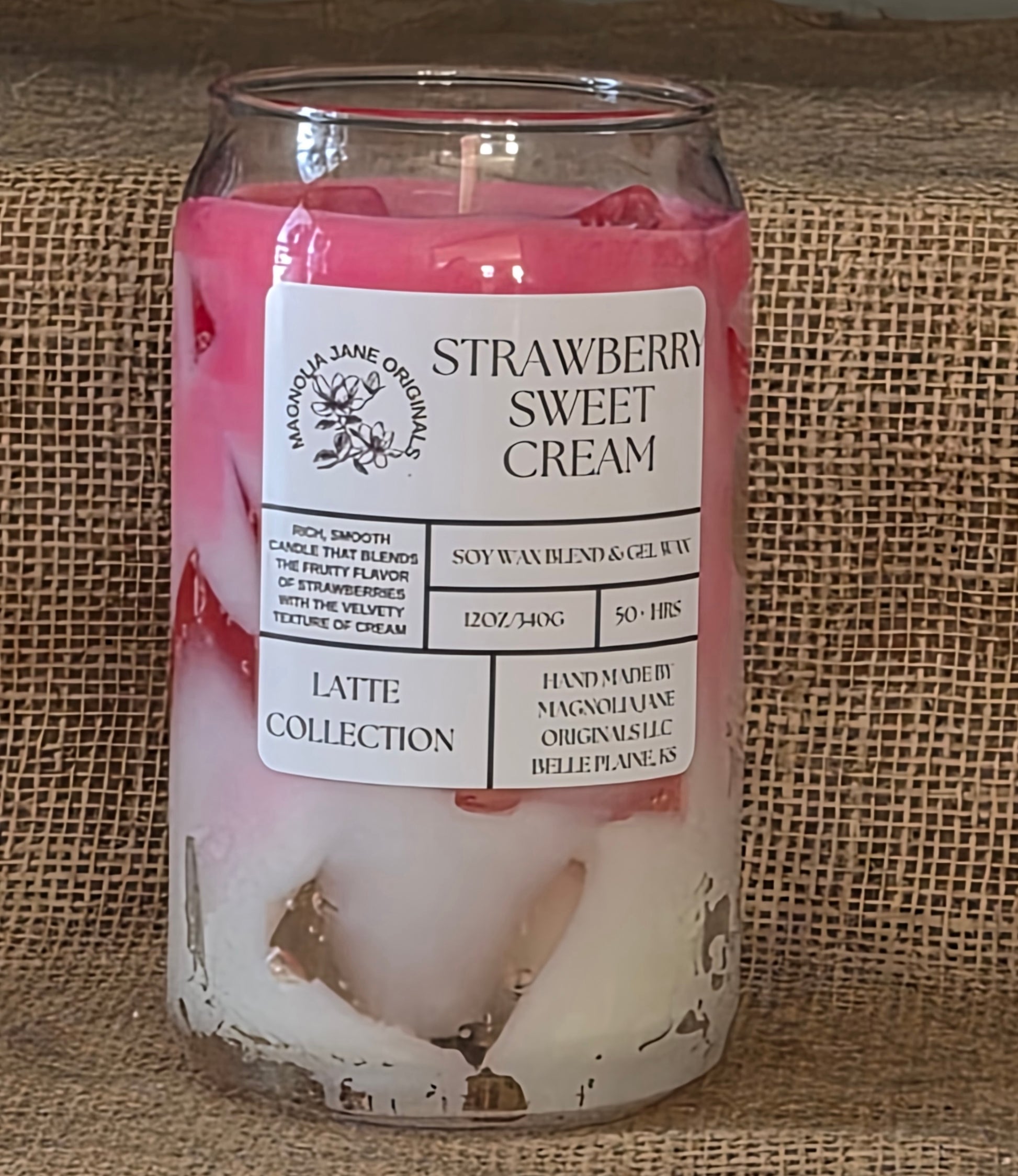 Discover the charm of Strawberry Cream, where delicate strawberry sweetness meets luxurious sweet cream in perfect harmony. This elegant candle from our Latte Collection features a stunning blend of soft pink and creamy white—a visual masterpiece that complements any décor. Each burn releases a comforting, indulgent fragrance that wraps your space in warmth and sophistication. Treat yourself to a candle that's as beautiful to display as it is divine to experience.
